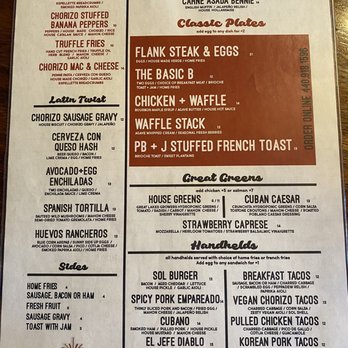 Sol - Brunch menu - Latin American Near Me - Willoughby, Ohio