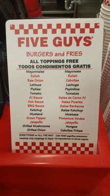 Menu photo 2 Five Guys Virginia Beach, VA