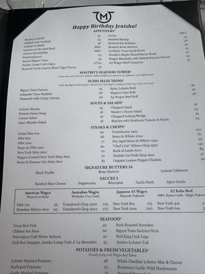 Menu photo 2 Mastro's Steakhouse Houston, TX