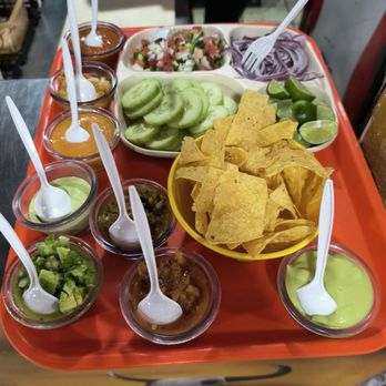 Asadero los Molcajetes - Salsa Tray with cucumber and chips . Super delicious - Restaurants Near Me - Naco, SON Asadero los Molcajetes - Salsa Tray with cucumber and chips . Super delicious - Restaurants Near Me - Naco, SON