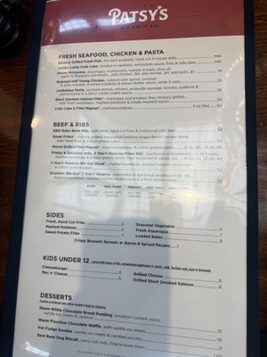 Menu photo 1 Patsy's American Vienna, VA