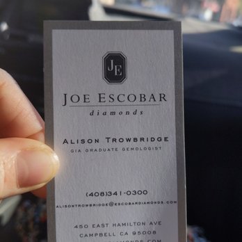 Joe Escobar Diamonds - Best jeweler in town! Extremely patient & knowledgeable. Ask for Alison, she's extremely knowledable makes you feel like family. - Jewelry Near Me - Campbell, California Joe Escobar Diamonds - Best jeweler in town! Extremely patient & knowledgeable. Ask for Alison, she's extremely knowledable makes you feel like family. - Jewelry Near Me - Campbell, California