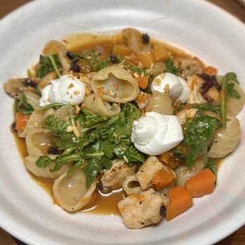 Alta Via Market Square - Orecchiette - grilled chicken, goat cheese, butternut squash, black currants, arugula, crispy garlic - Italian Near Me - Pittsburgh, Pennsylvania Alta Via Market Square - Orecchiette - grilled chicken, goat cheese, butternut squash, black currants, arugula, crispy garlic - Italian Near Me - Pittsburgh, Pennsylvania