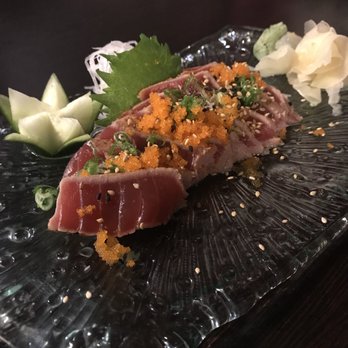 Sakura - Cajun Tuna Carpacio. (Tataki style, seared) - Sushi Bars Near Me - Woodland, California Sakura - Cajun Tuna Carpacio. (Tataki style, seared) - Sushi Bars Near Me - Woodland, California