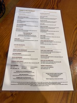 Menu photo 1 Tiano's Restaurant Waipahu, HI Menu photo 1 Tiano's Restaurant Waipahu, HI