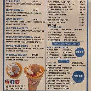 Salju Dessert - Crepes and drinks menu - Desserts Near Me - Alhambra, California Salju Dessert - Crepes and drinks menu - Desserts Near Me - Alhambra, California
