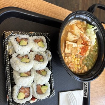 Zabon Ramen & Rolls - Vegan Miso Spicy Ramen / Salmon Avocado Roll - Ramen Near Me - Anaheim, California