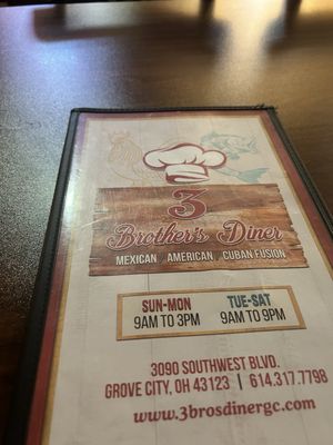 Menu photo 1 3 Brothers Diner Grove City, OH Menu photo 1 3 Brothers Diner Grove City, OH