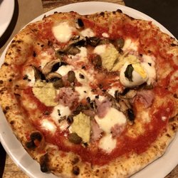 Alementari - Napoli Pizza with artichoke, olives, fresh mozzarella, mushrooms & egg