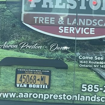 Preston’s Tree & Landscape Service - License plate of break checking vehicle - Landscaping Near Me - Ontario, New York Preston’s Tree & Landscape Service - License plate of break checking vehicle - Landscaping Near Me - Ontario, New York