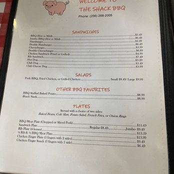 The Shack - Menu page 1 - Barbeque Near Me - Talladega, Alabama