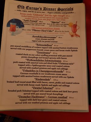 Menu photo 5 Old Europe Washington, DC, DC