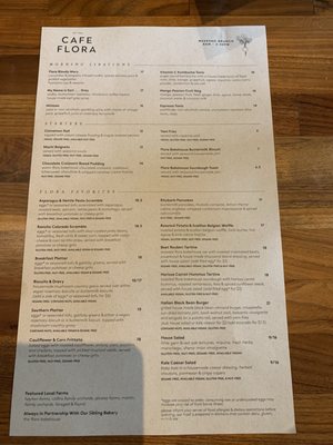 Menu photo 1 Cafe Flora Seattle, WA