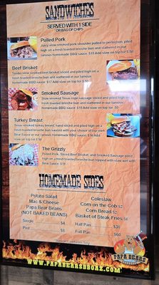 Menu photo 3 Papa Bears Barbeque Apache Junction, AZ