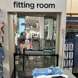One of the many closed fitting rooms.