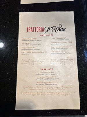 Menu photo 1 Trattoria D' Anna Dunedin, FL Menu photo 1 Trattoria D' Anna Dunedin, FL