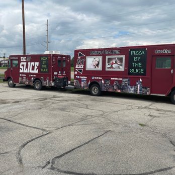 The NY Slice - two food trucks parked in a parking lot - Pizza Near Me - Greenwood, Indiana The NY Slice - two food trucks parked in a parking lot - Pizza Near Me - Greenwood, Indiana