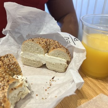 Bagel Cafe 21 - Everything Bagel w/Cream Cheese - Bagels Near Me - Richardson, Texas