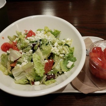 Panera Bread - Large Greek salad with a watermelon cup. - Salad Near Me - Bloomington, Minnesota
