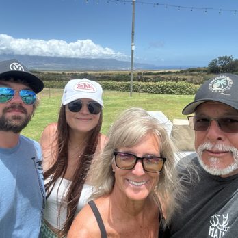 Ocean Organic Farm and Distillery - My family after the tour taking in the view and the food! - Cafes Near Me - Kula, Hawaii Ocean Organic Farm and Distillery - My family after the tour taking in the view and the food! - Cafes Near Me - Kula, Hawaii