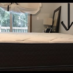 Metro Mattress Albany - The arrow shows where it's indent is and it stayed that way. It's a brand new bed and should NOT be doing this.