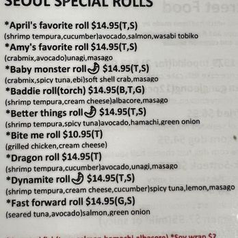 Seoul 1979 - Menu as of November 2025 - Japanese Near Me - Rancho Cordova, California