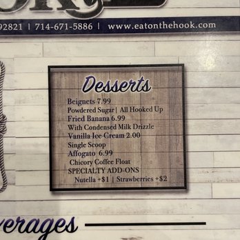 On The Hook - Dessert menu - Cajun/Creole Near Me - Brea, California On The Hook - Dessert menu - Cajun/Creole Near Me - Brea, California