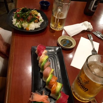 Teri Cafe - Oceanside salad and rainbow roll! Pink ginger? No thanks! - Ramen Near Me - Oceanside, California