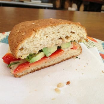 B2 - Number 8 on GF roll. Avocado, hummus, bell pepper, basil. - Coffee & Tea Near Me - Philadelphia, Pennsylvania B2 - Number 8 on GF roll. Avocado, hummus, bell pepper, basil. - Coffee & Tea Near Me - Philadelphia, Pennsylvania
