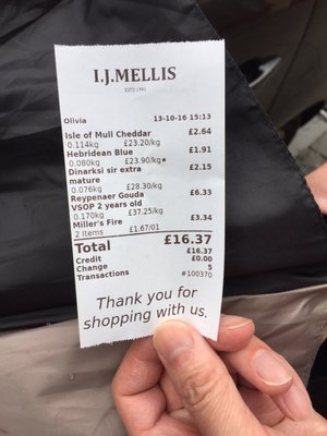Menu photo 2 I. J. Mellis Edinburgh, EDH