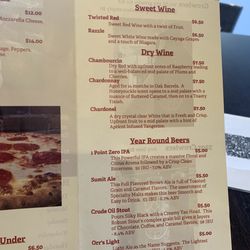 Orr's Brewing Company - Wine and beer menu