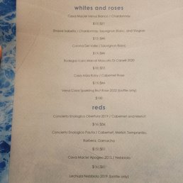 Wine menu