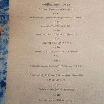 Tidal - Wine menu - Seafood Near Me - San Diego, California