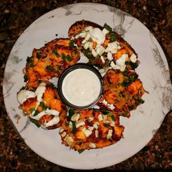 Mofo's Bistro - Loaded Buffalo Chicken stuffed potatoes