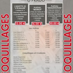 Bar O'Prado - carte actuelle saison 2011-2012