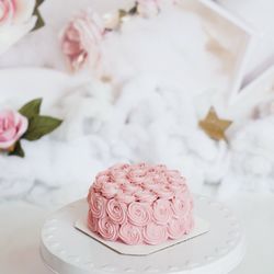 LaLa Photography Sacramento - Mirarose's Smash Cake Session backdrop matched her Rosette Cake perfectly!
