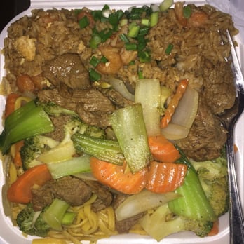 Capt. Sal's Seafood & Chicken - Beef lo mein comes with shrimp fried rice and fountain drink. - Seafood Near Me - New Orleans, Louisiana