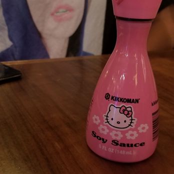 Ebaes - Hello kitty soy sauce!! Rapmon in the background ha ha - Ramen Near Me - Los Angeles, California