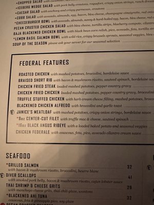 Menu photo 4 Federal American Grill Oak Ridge North, TX