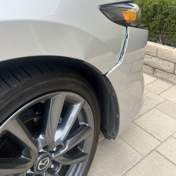 Signature Autobody - 2022 Mazda Model 3, damage to the right front bumper and causing separation from the fender All caused from a low speed collision. - Body Shops Near Me - Orange, California Signature Autobody - 2022 Mazda Model 3, damage to the right front bumper and causing separation from the fender All caused from a low speed collision. - Body Shops Near Me - Orange, California