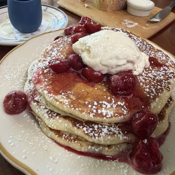 Clark's Oyster Bar - Buttermilk pancake with cherry compote - Desserts Near Me - Menlo Park, California Clark's Oyster Bar - Buttermilk pancake with cherry compote - Desserts Near Me - Menlo Park, California