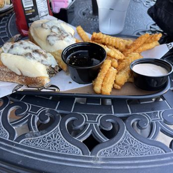 Rusty Buckle Saloon - This is the prime rib French dip sandwich with delicious a auju.  Perfectly prepared crinkle French fries and a wonderful dip. - Sandwiches Near Me - Apache Junction, Arizona