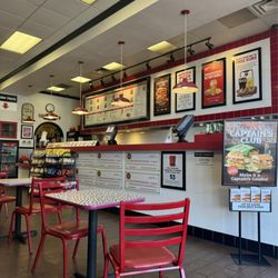 Front counter and sub making station. Firehouse theme all throughout the restaurant.