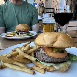 Burgers and Fries ... we paid $1 to add blue cheese but there wasn't much blue cheese there. Burgers and Fries ... we paid $1 to add blue cheese but there wasn't much blue cheese there.
