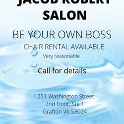 Jacob Robert Salon - Reasonable chair rental in a newer beautiful salon in the heart of Grafton Wisconsin