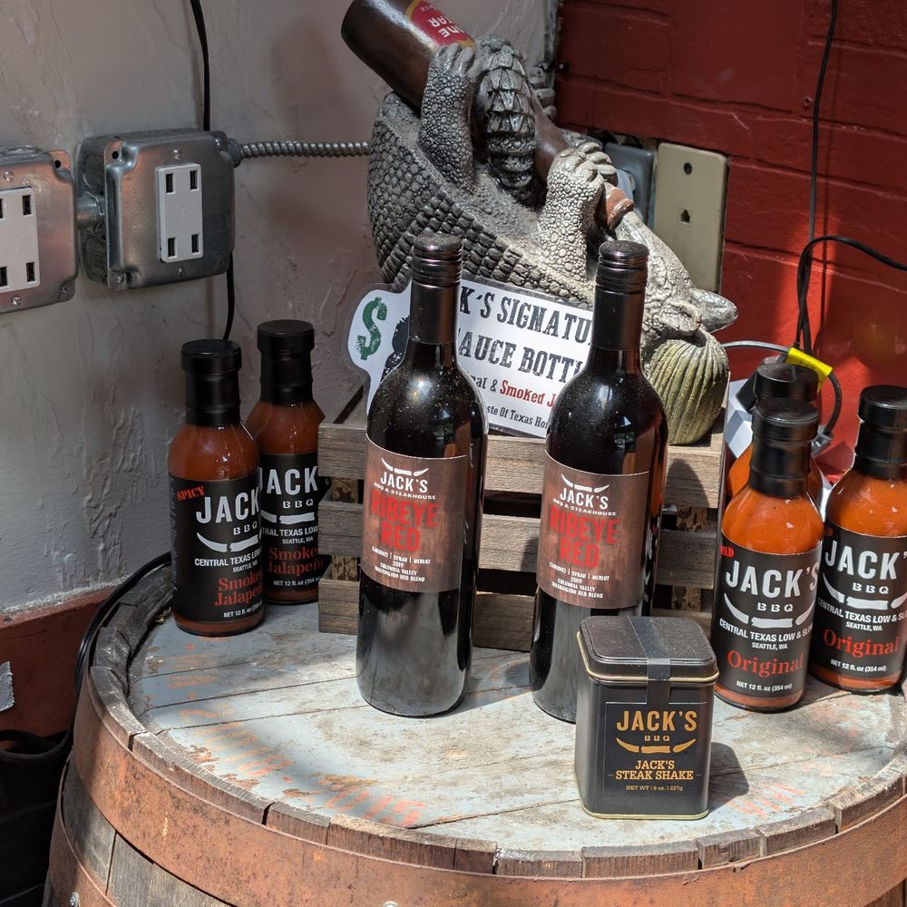 Jack's BBQ - Bellevue - BBQ sauces and wine on display? - Cocktail Bars Near Me - Redmond, Washington