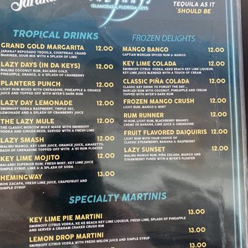 Lazy Days Restaurant - Cocktail menu - Seafood Near Me - Islamorada, Florida Lazy Days Restaurant - Cocktail menu - Seafood Near Me - Islamorada, Florida