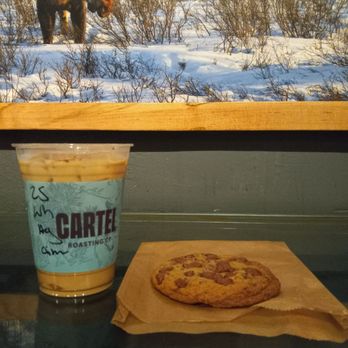 Cartel Roasting - My latte with cinnamon and agave, very smooth and delicious. And the chocolate chunk cookie. - Coffee & Tea Near Me - Tempe, Arizona Cartel Roasting - My latte with cinnamon and agave, very smooth and delicious. And the chocolate chunk cookie. - Coffee & Tea Near Me - Tempe, Arizona