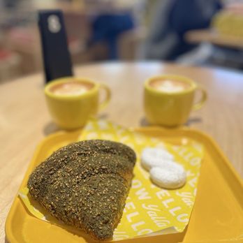 Yellow - Cappuccino, s shaped cookies and za'atar croissant - Coffee & Tea Near Me - Washington, DC, District of Columbia Yellow - Cappuccino, s shaped cookies and za'atar croissant - Coffee & Tea Near Me - Washington, DC, District of Columbia