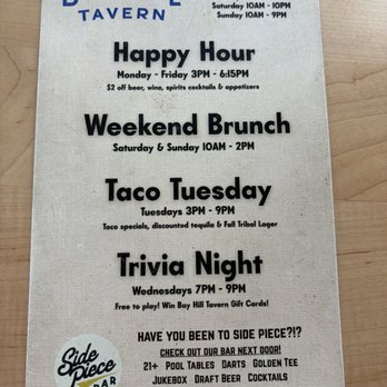 Bay Hill Tavern - Menu - American Near Me - San Diego, California